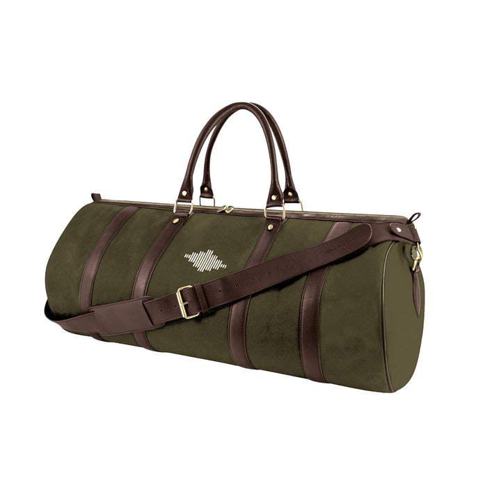 Equipo Holdall Bag - Brown Leather and Forest Canvas