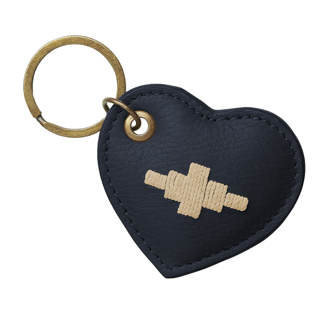 Vida Heart Keyring - Navy Leather