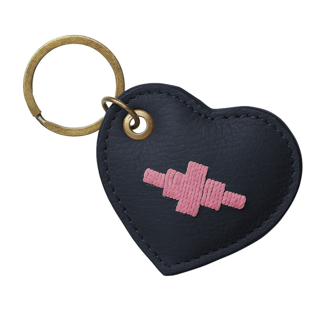 Vida Heart Keyring - Navy Leather