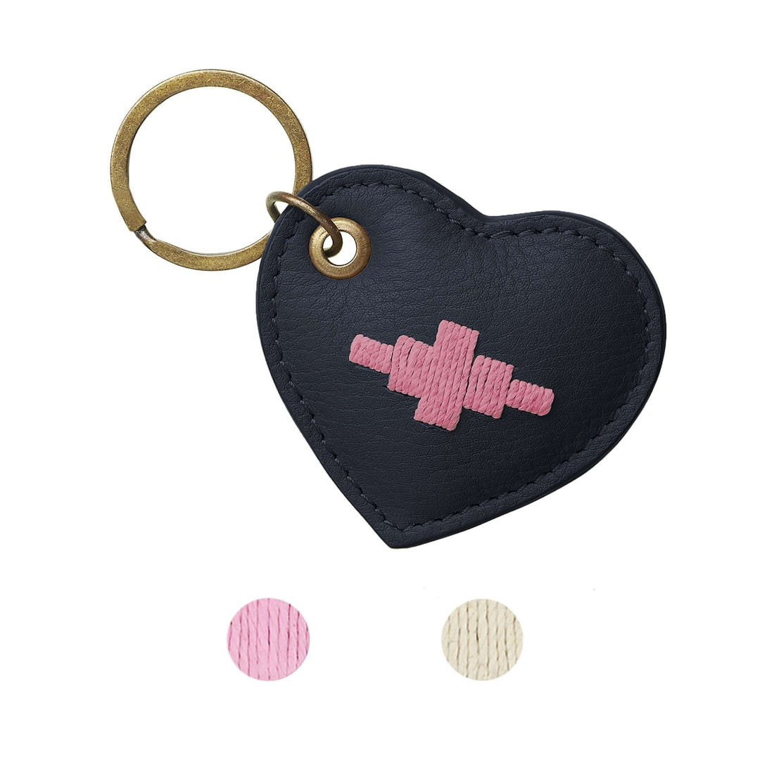 Vida Heart Keyring - Navy Leather