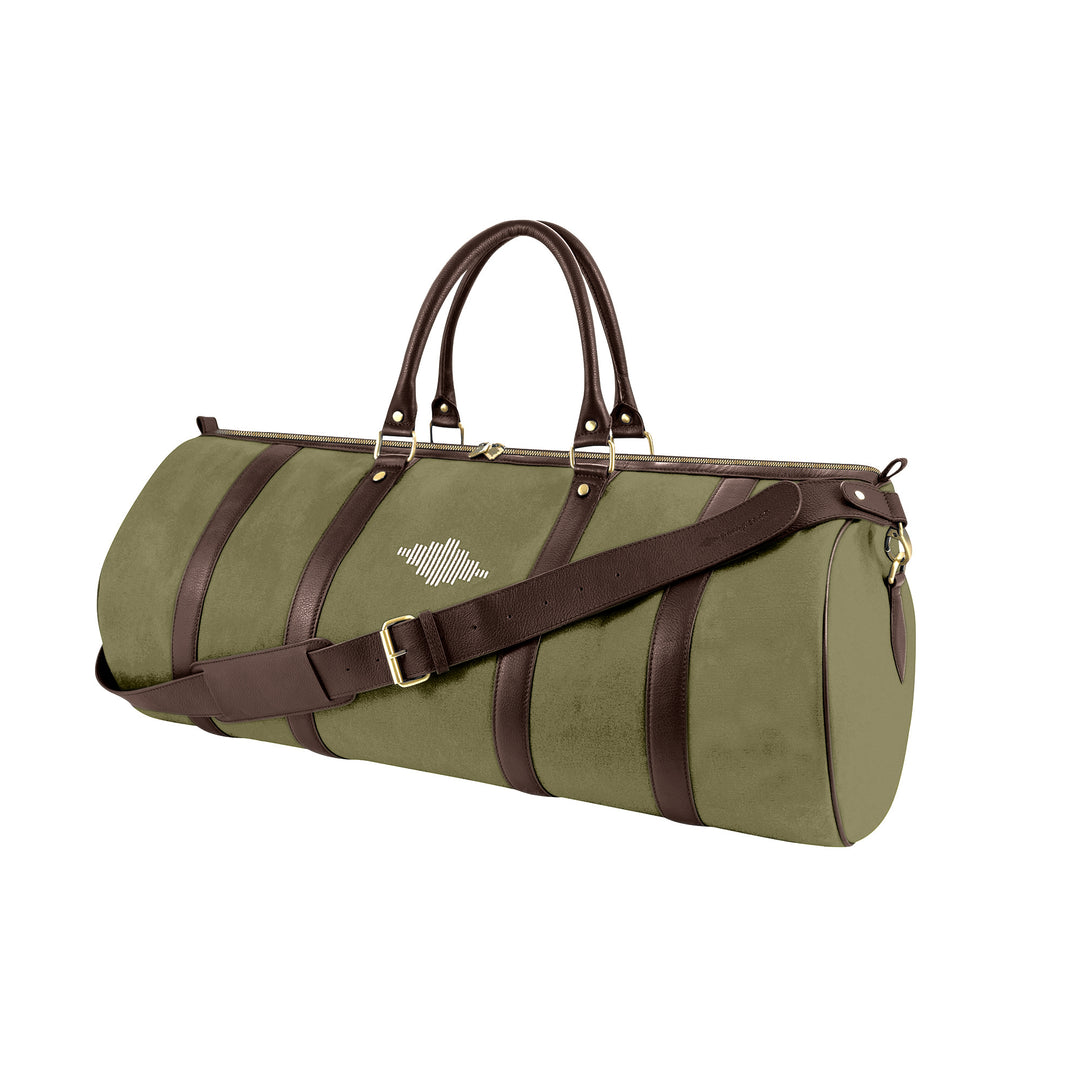 Equipo Holdall Bag - Brown Leather and Forest Canvas