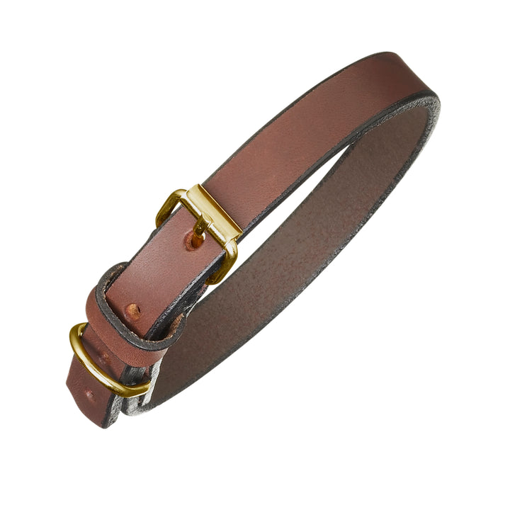 Brown Leather Dog Collar - Plain