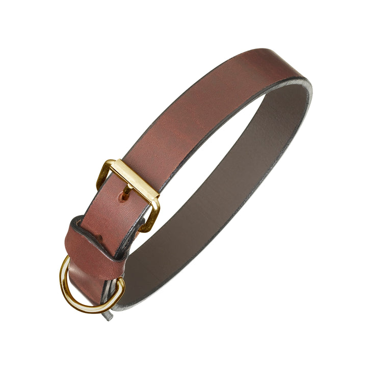 Brown Leather Dog Collar - Plain