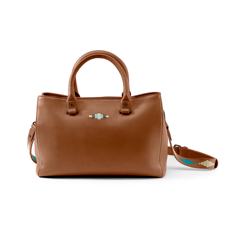 Diversa Satchel Bag - Tan leather