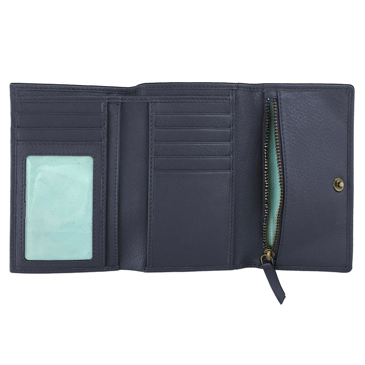 'Chica' Tri-fold Purse - Navy Leather