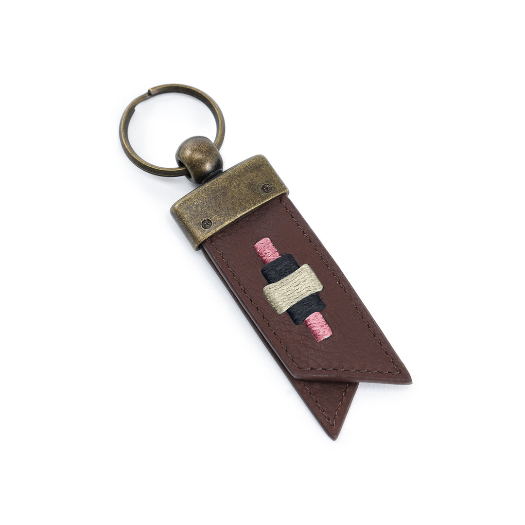 Juntos Origami Keyring - Brown Leather