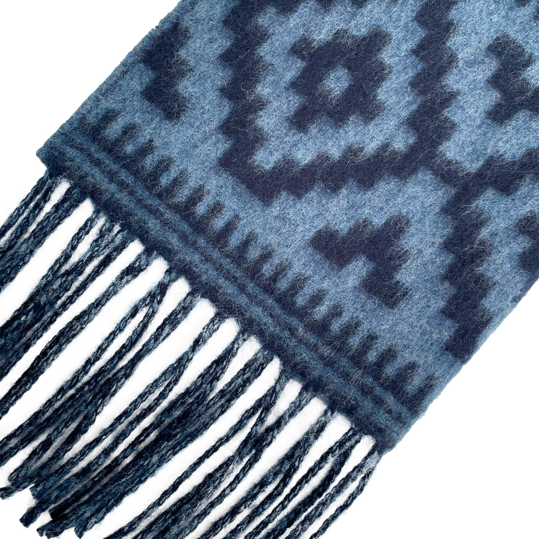 Azteca Wool Scarf - Navy