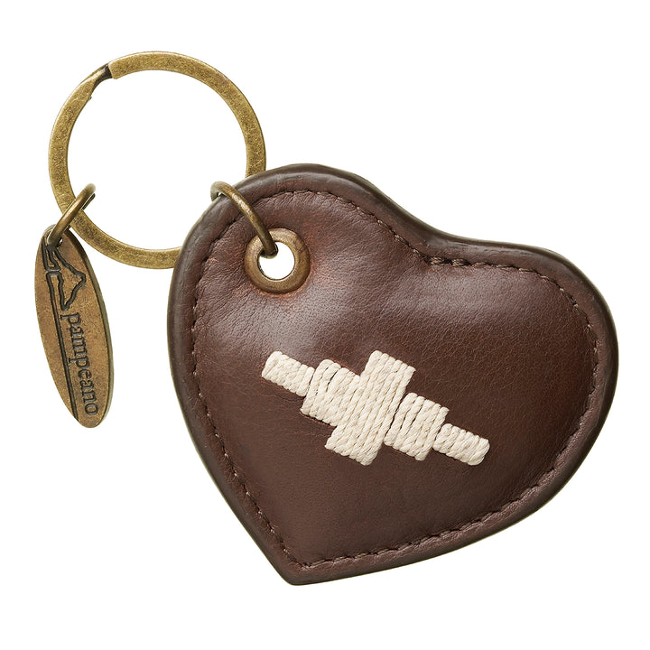 'Vida' Heart Keyring - Brown Leather
